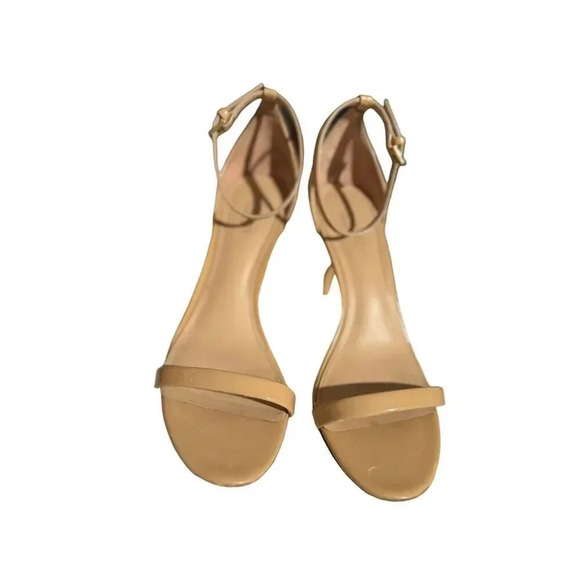 - Rachel Zoe  Beige Patent Leather Stiletto Sandals Size 8 Open Toe Ankle strap - Picture 3 of 10